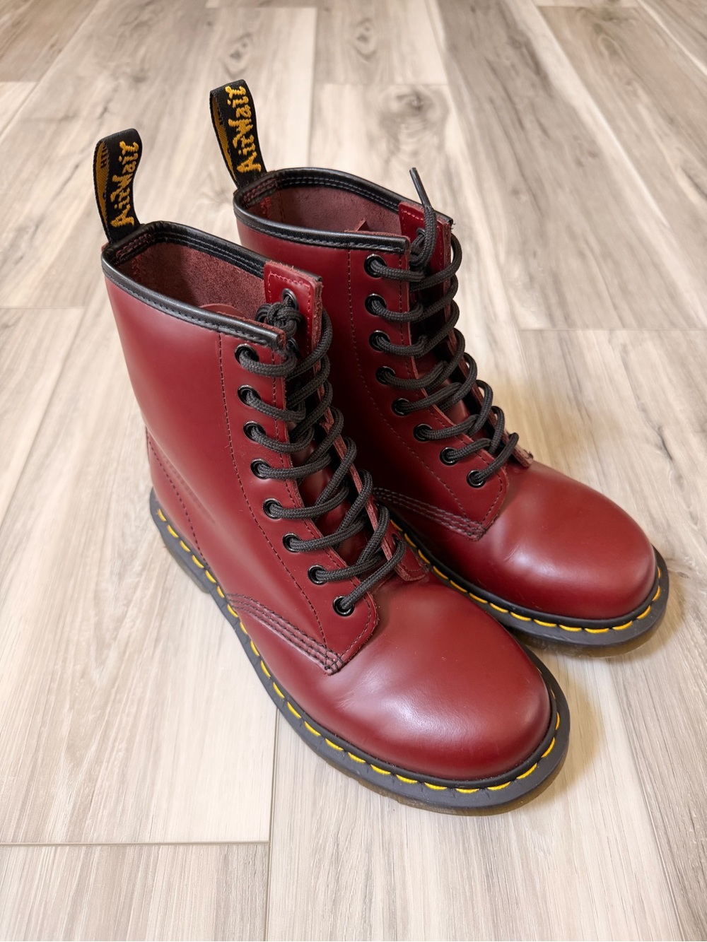 Dr. Martens 1460 Cherry Red Smooth Leather Boots EU 38 US 7 NEW